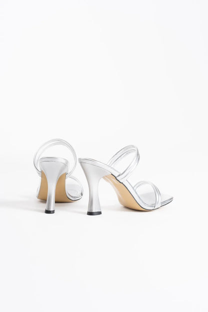 Petra Premium Women's Silver Heeled Slippers
