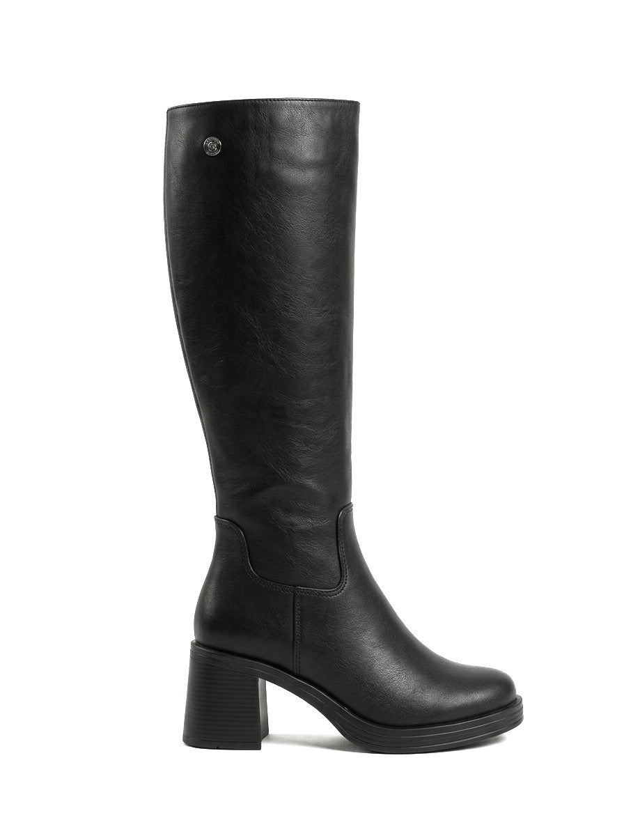 ZRNE-C10 Premium Siyah Kalın Topuklu Uzun Çizme 7 cm