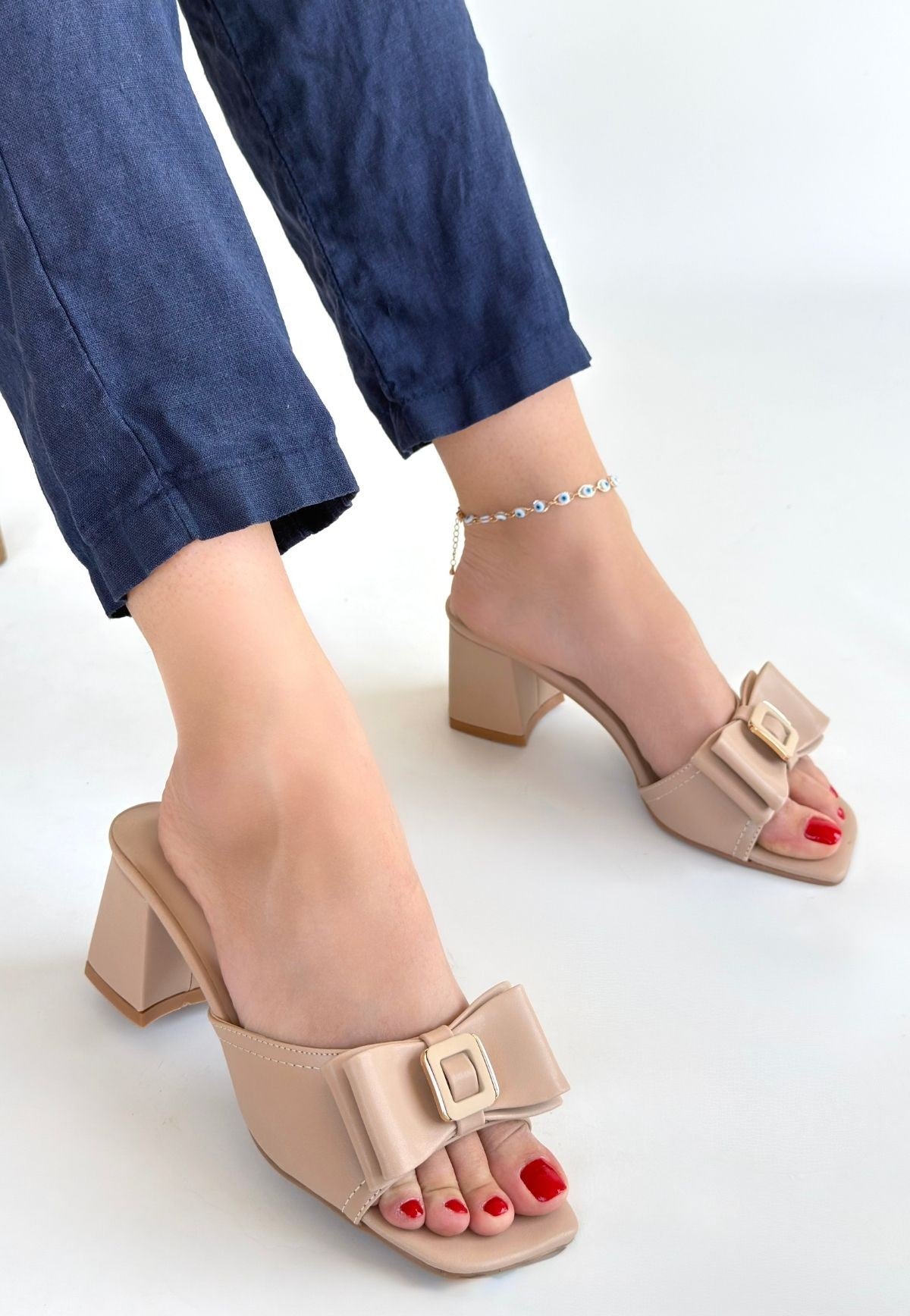 Pier Nude Heeled Slippers