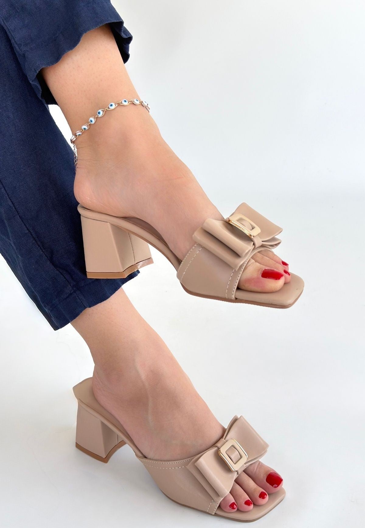 Pier Nude Heeled Slippers