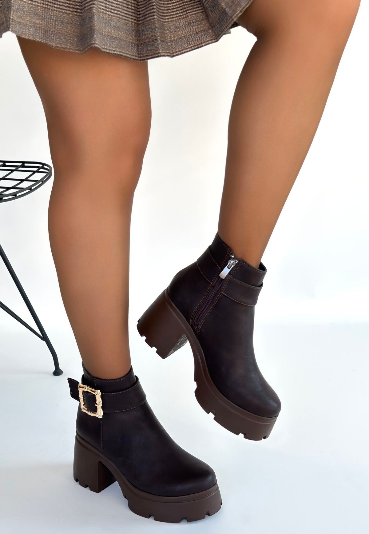 Pinma Premium Acı Kahve Platform Topuklu Kadın Bot