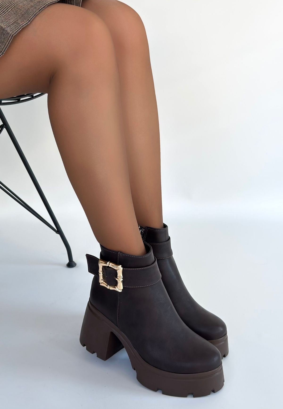 Pinma Premium Acı Kahve Platform Topuklu Kadın Bot