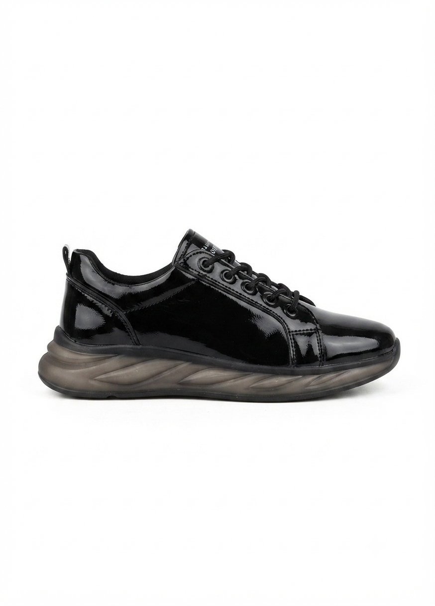 PİO Siyah Rugan Özel Taban Kadın Sneaker