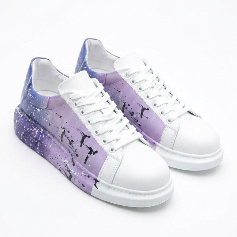 Pittura Yüksek Kalite Alexandre Taban Özel Baskılı Erkek Sneaker  Beyaz Mavi