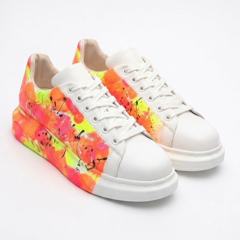 Pittura Yüksek Kalite Alexandre Taban Özel Baskılı Erkek Sneaker Beyaz Turuncu Yağmur