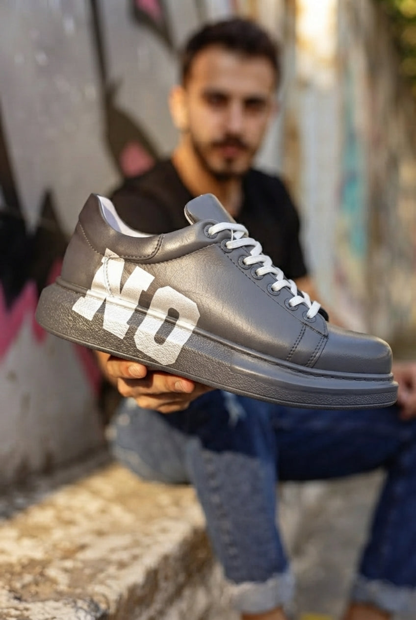 Pittura Yüksek Kalite Alexandre Taban Özel Baskılı Erkek Sneaker Gri Koyu