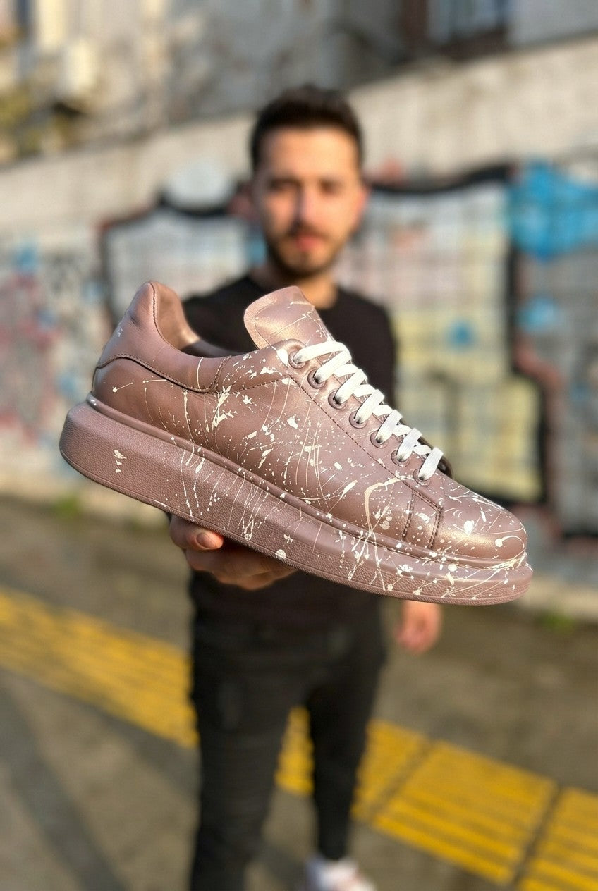 Pittura Yüksek Kalite Alexandre Taban Özel Baskılı Erkek Sneaker Kahve Splush