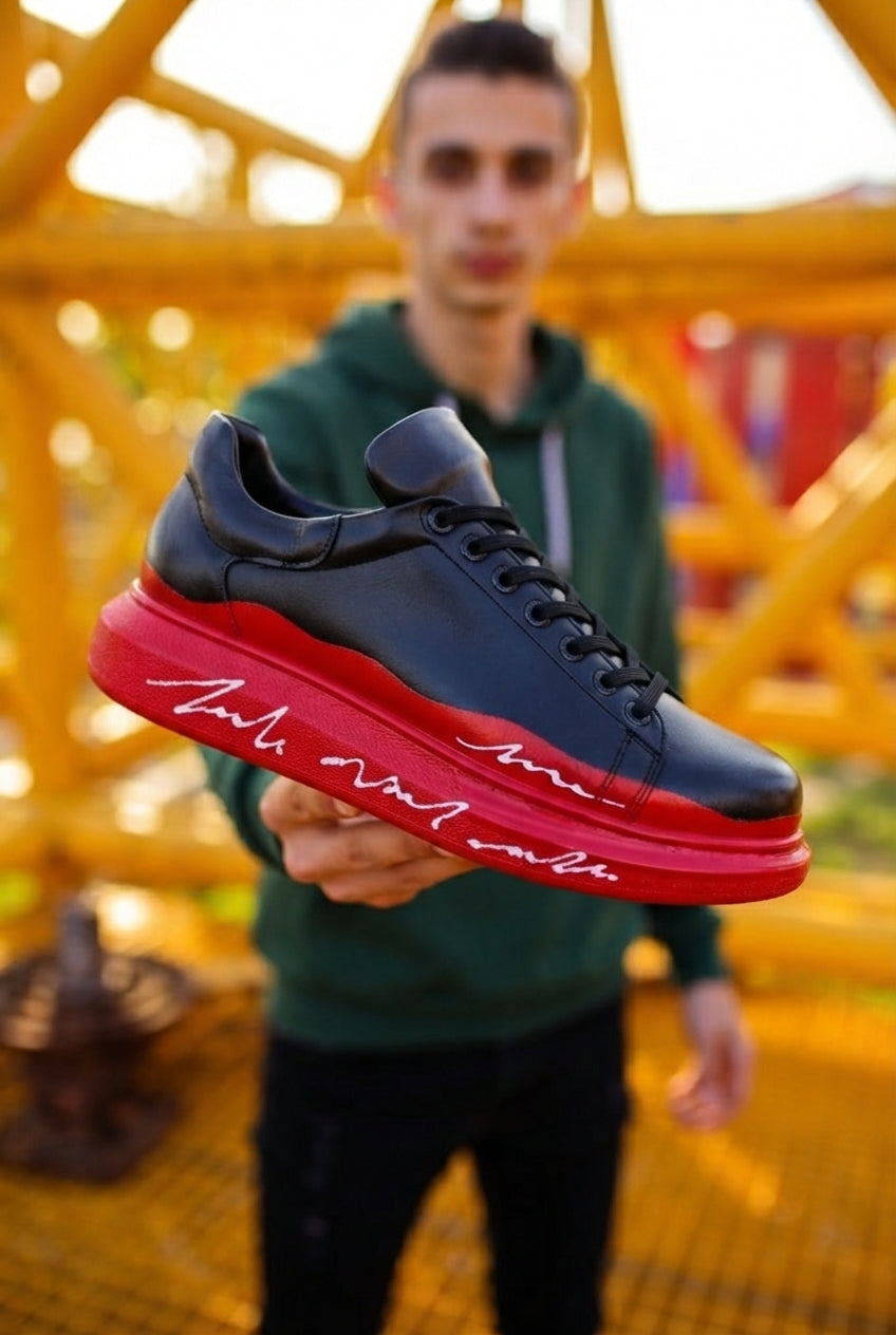 Pittura Yüksek Kalite Alexandre Taban Özel Baskılı Erkek Sneaker Kırmızı Beyaz