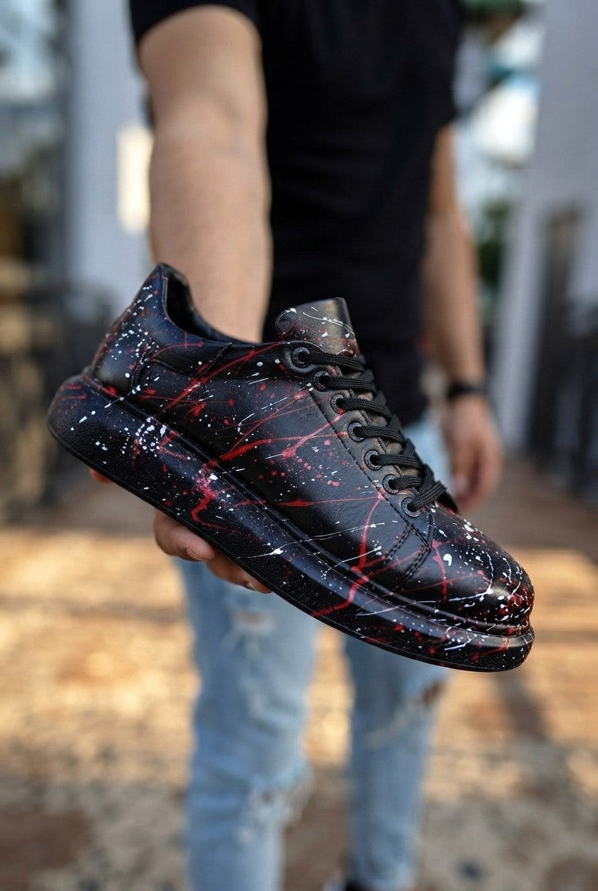 Pittura Yüksek Kalite Alexandre Taban Özel Baskılı Erkek Sneaker Kırmızı Splush