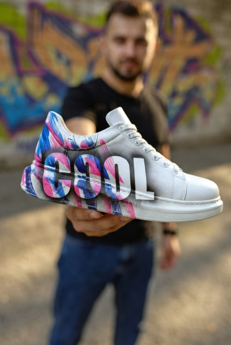 Pittura Yüksek Kalite Alexandre Taban Özel Baskılı Erkek Sneaker Mavi Cool