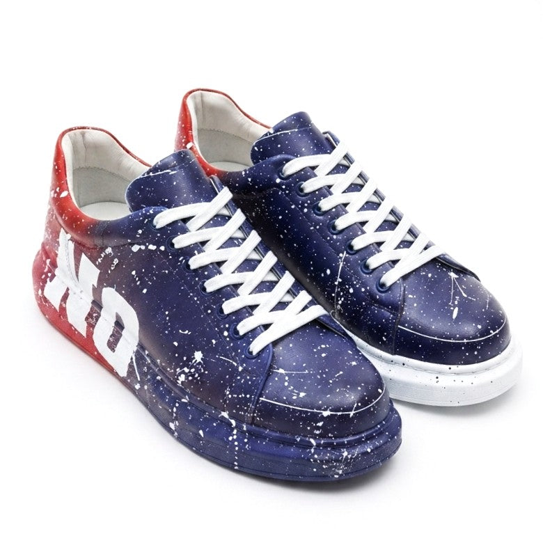 Pittura Yüksek Kalite Alexandre Taban Özel Baskılı Erkek Sneaker Mavi Kırmızı