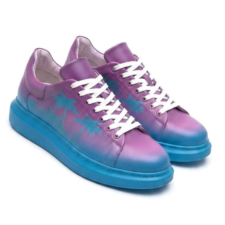 Pittura Yüksek Kalite Alexandre Taban Özel Baskılı Erkek Sneaker Mavi Mor
