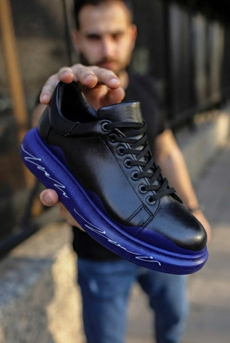 Pittura Yüksek Kalite Alexandre Taban Özel Baskılı Erkek Sneaker Mavi Siyah