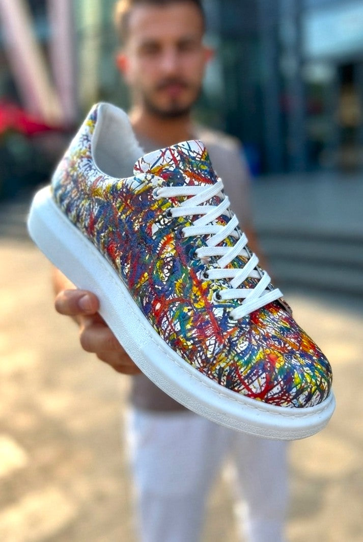Pittura Yüksek Kalite Alexandre Taban Özel Baskılı Erkek Sneaker Renkli Splush