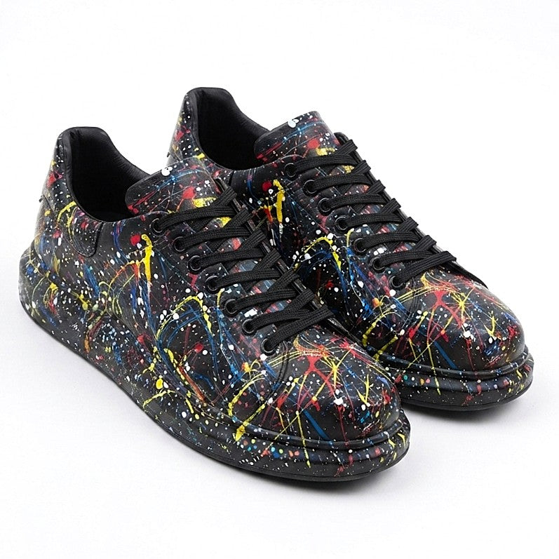Pittura Yüksek Kalite Alexandre Taban Özel Baskılı Erkek Sneaker Sarı Mavi Kırmızı