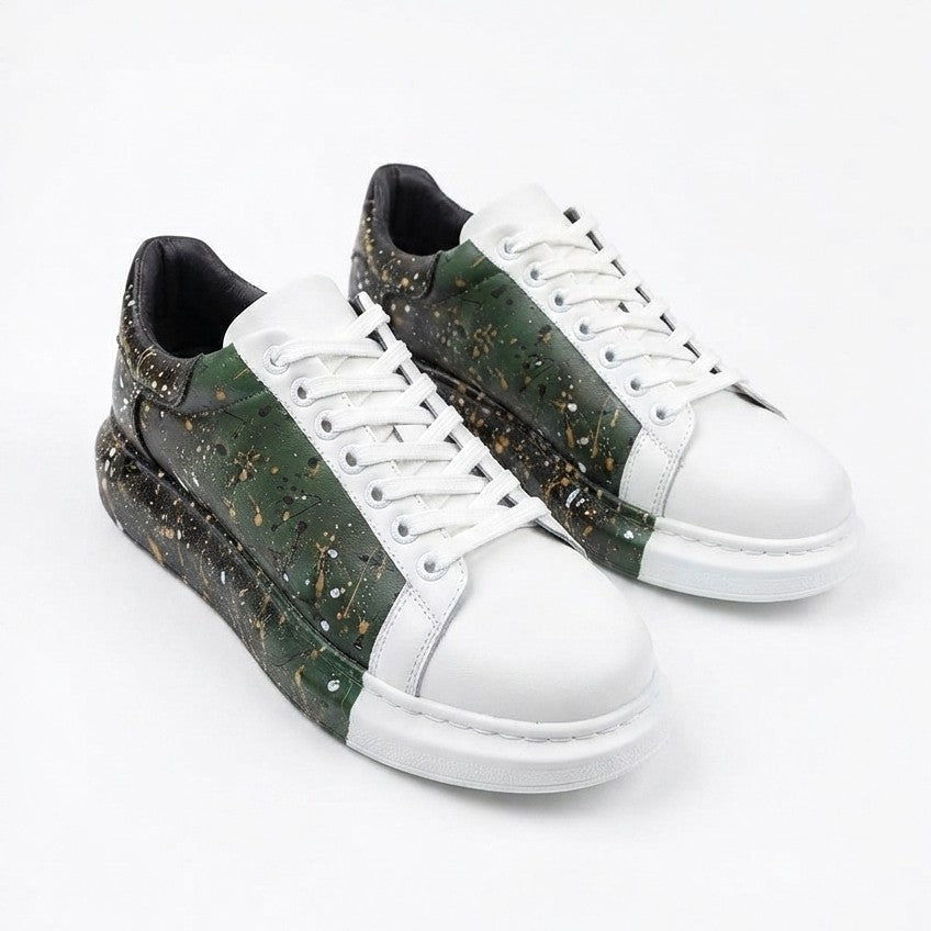 Pittura Yüksek Kalite Alexandre Taban Özel Baskılı Erkek Sneaker Siyah Beyaz Yeşil