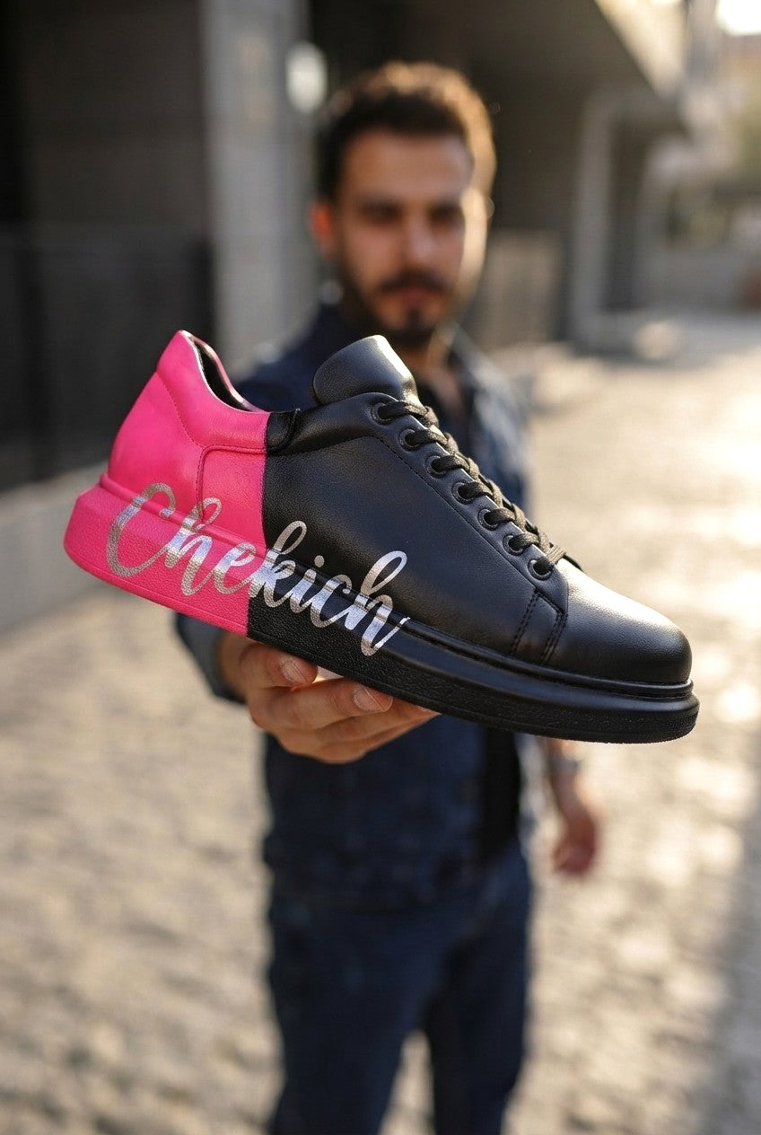 Pittura Yüksek Kalite Alexandre Taban Özel Baskılı Erkek Sneaker Siyah Pembe