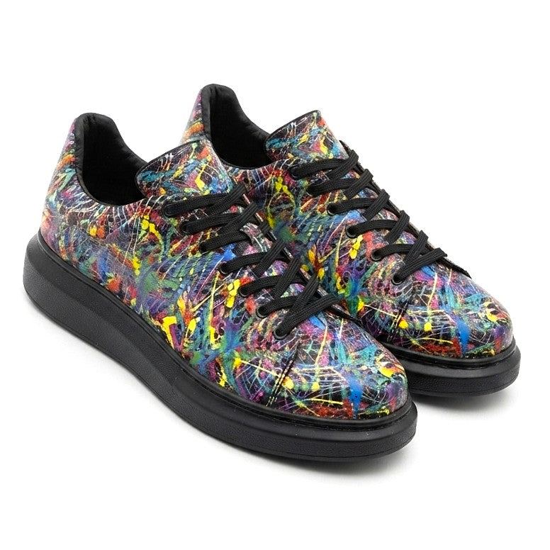Pittura Yüksek Kalite Alexandre Taban Özel Baskılı Erkek Sneaker Splush Siyah