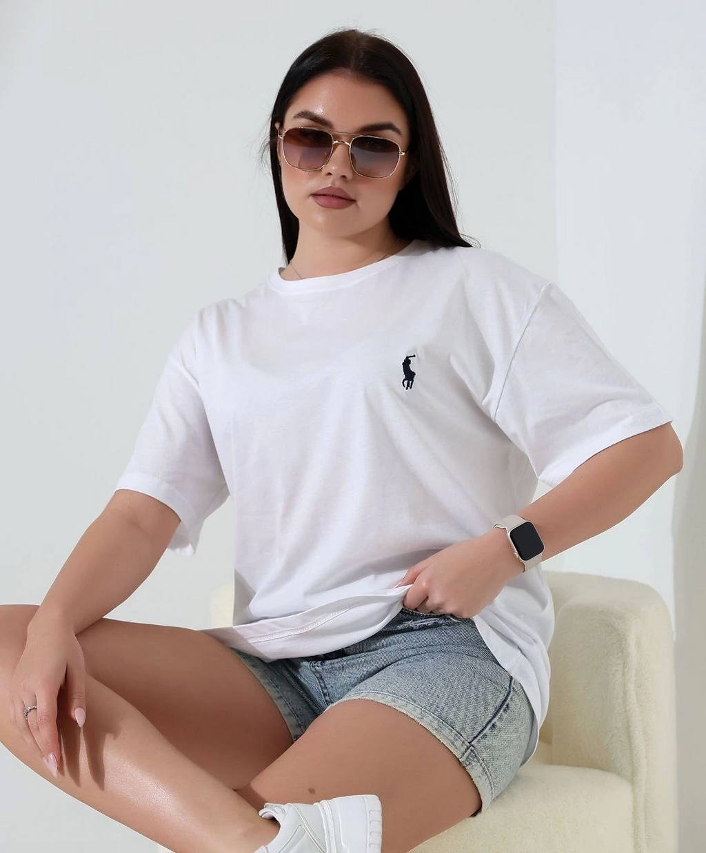 Pl Nakış İşlemeli Kadın Oversize Kadın T-Shirt