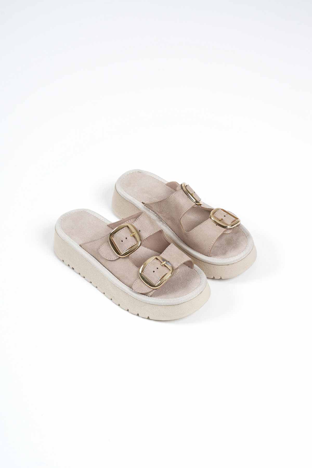 Place Premium Beige Suede Slippers