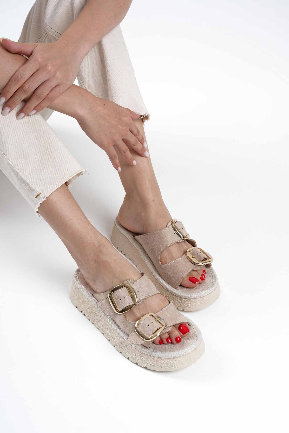 Place Premium Beige Suede Slippers