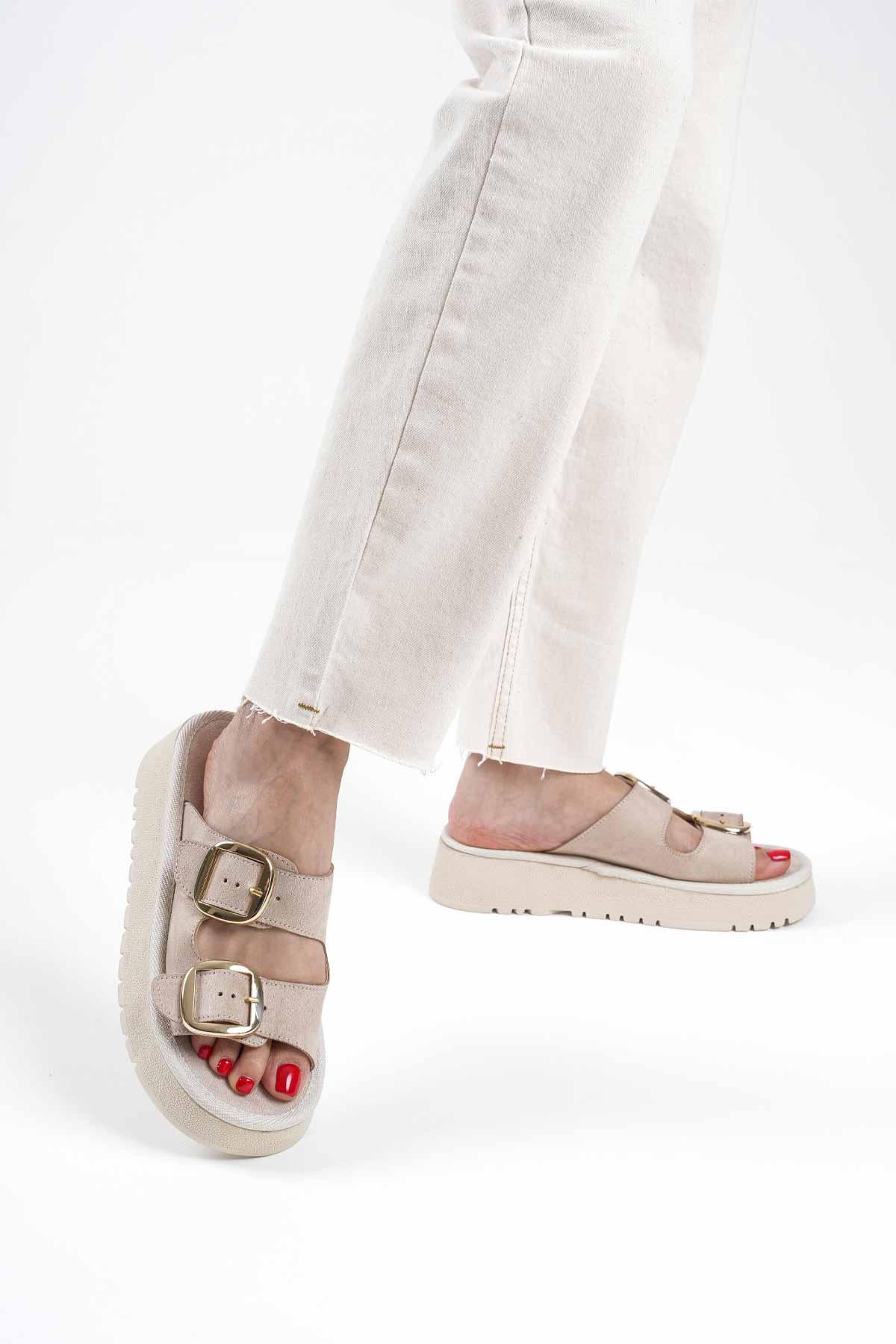 Place Premium Beige Suede Slippers