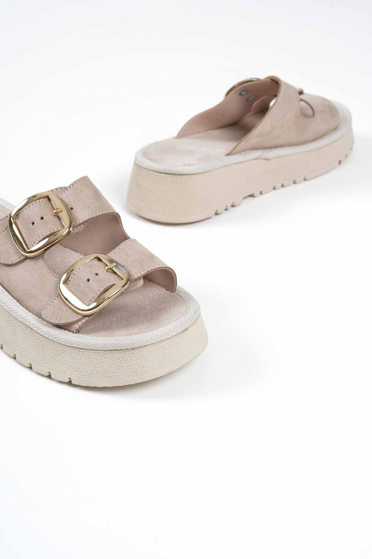 Place Premium Beige Suede Slippers