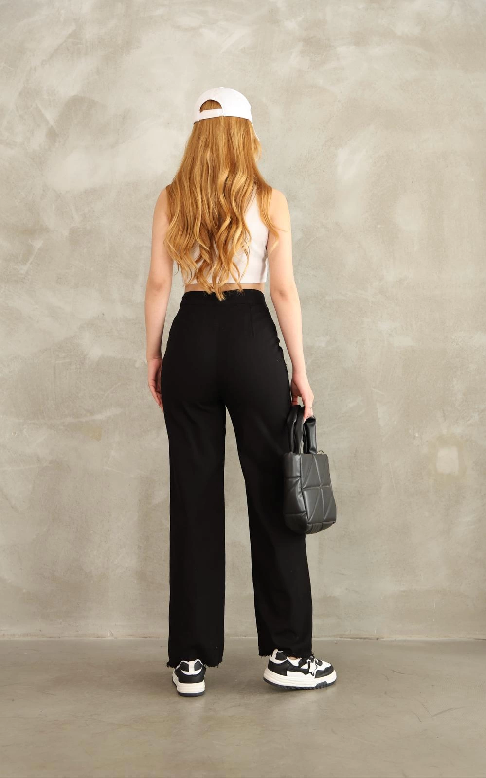 Pnt Gabardine Belt Detail Trousers Black