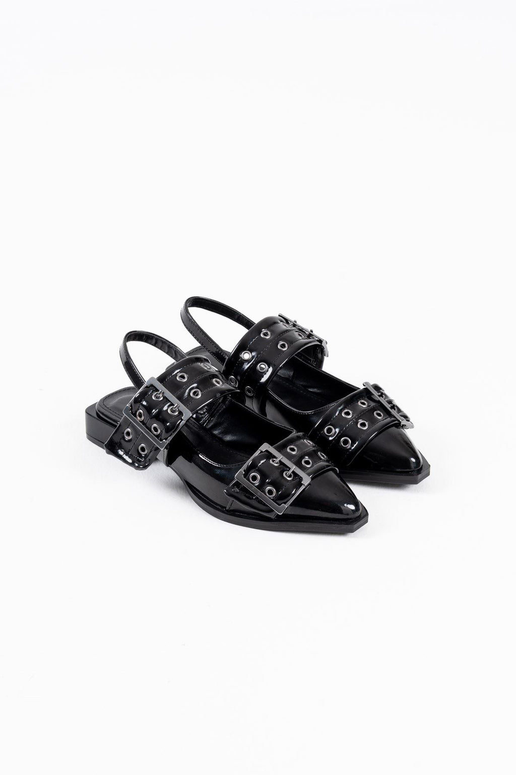 Pony Premium Black Patent Leather Belt Detailed Women's High Heel Shoes