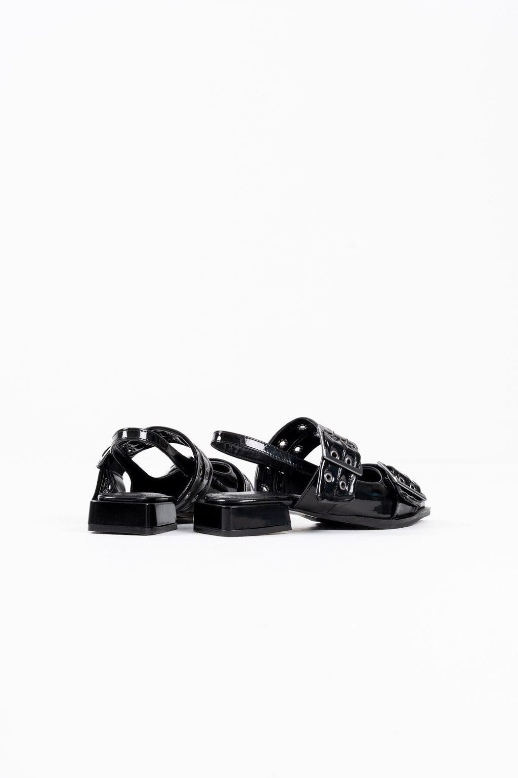 Pony Premium Black Patent Leather Belt Detailed Women's High Heel Shoes