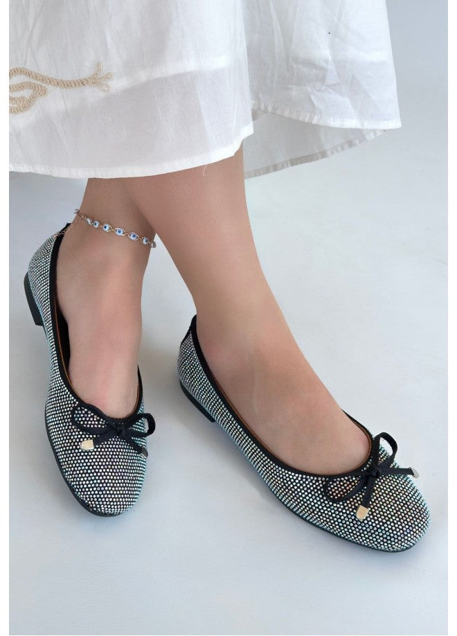 Potte Black Satin Comfortable Ballerinas