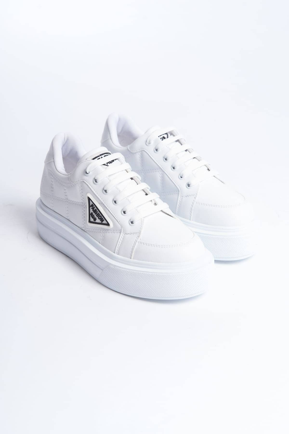 PRAG Premium Bağcıklı Ortopedik Kadın Sneaker - Beyaz