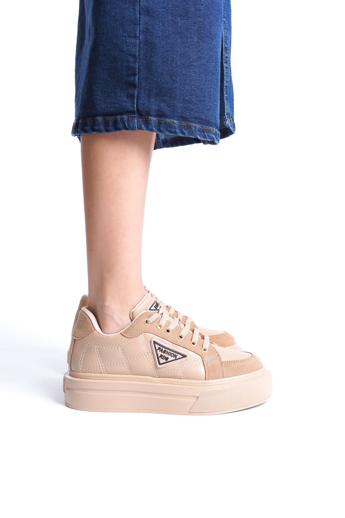PRAG Premium Bağcıklı Ortopedik Kadın Sneaker - Ten
