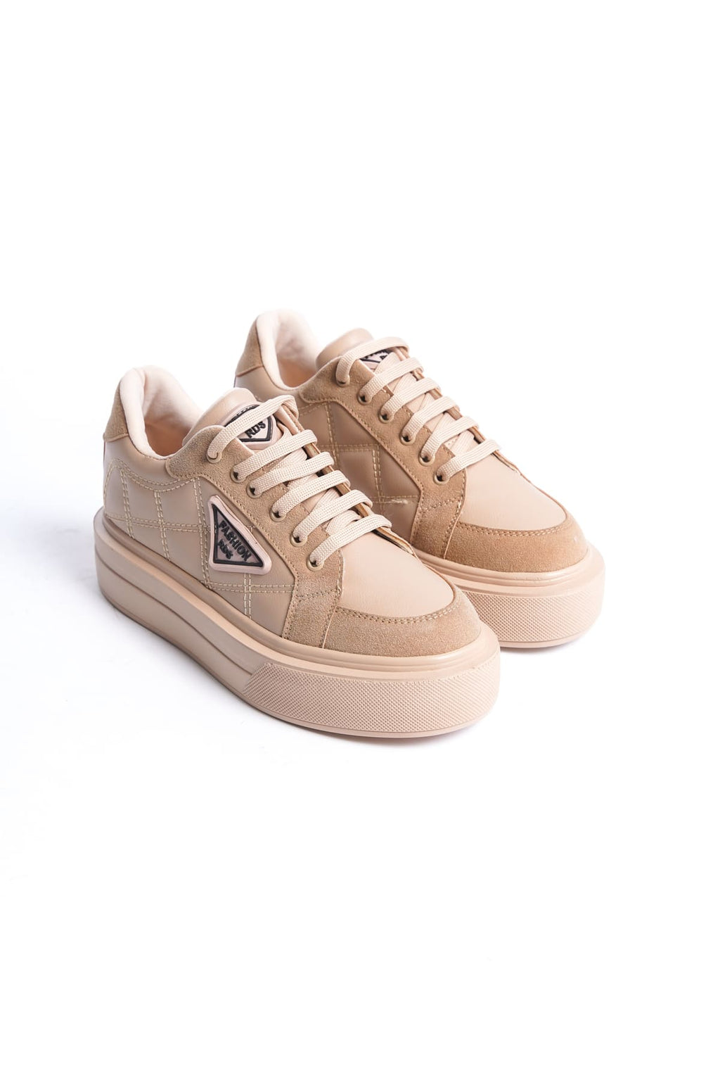PRAG Premium Bağcıklı Ortopedik Kadın Sneaker - Ten