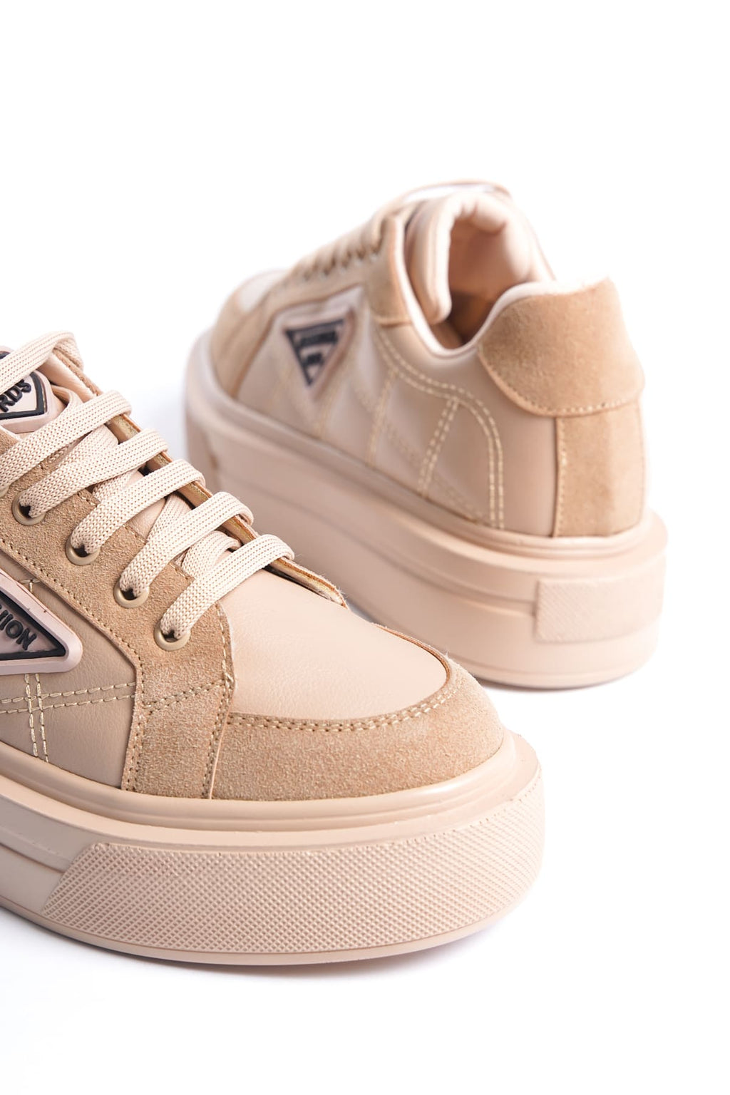 PRAG Premium Bağcıklı Ortopedik Kadın Sneaker - Ten