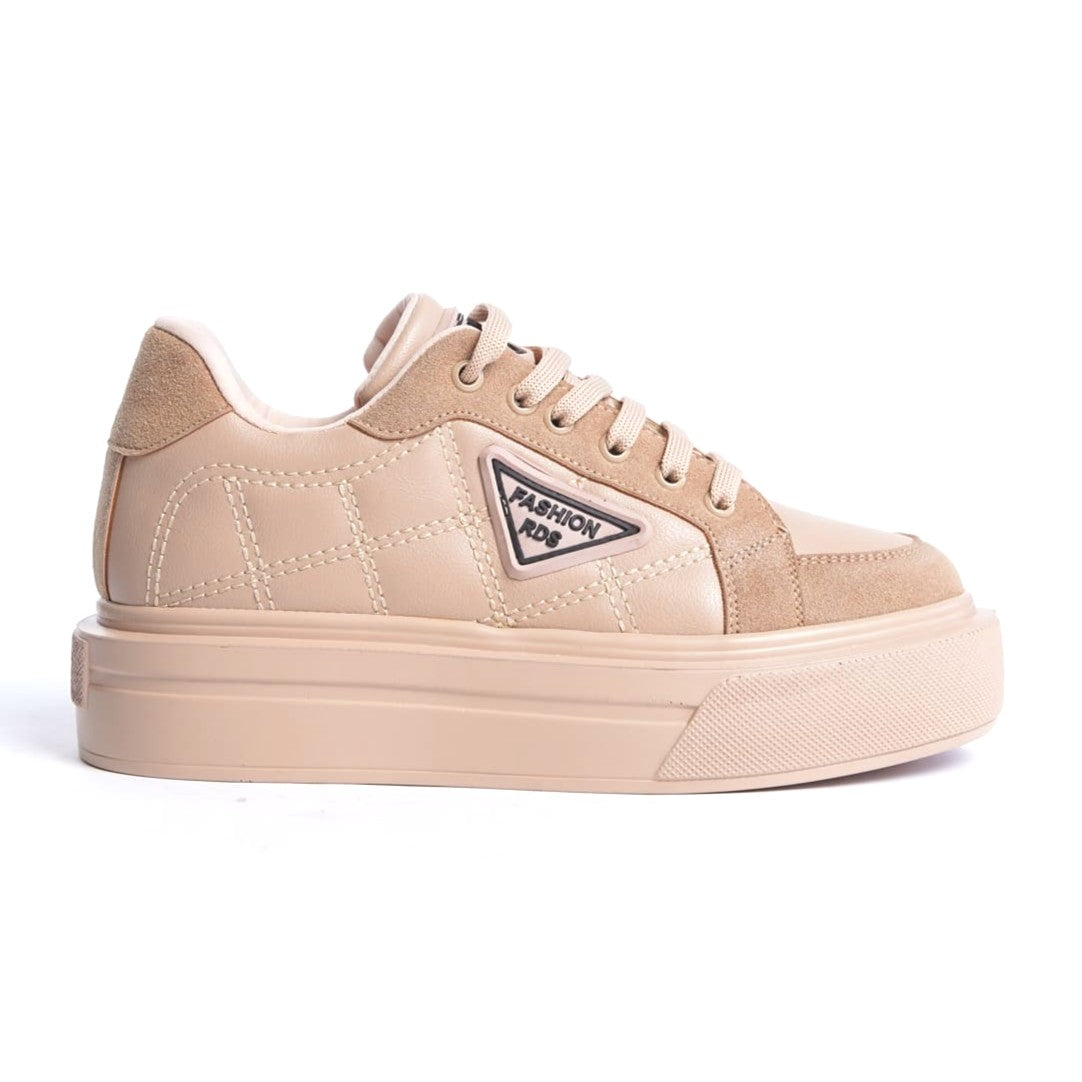 PRAG Premium Bağcıklı Ortopedik Kadın Sneaker - Ten