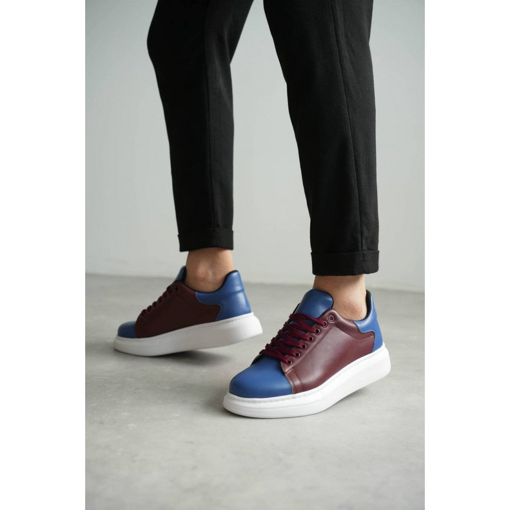 Premium Bağcıklı Günlük Taraftar Erkek Sneaker Bordo Mavi