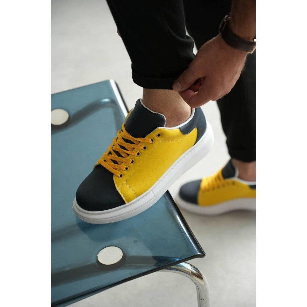 Premium Bağcıklı Günlük Taraftar Erkek Sneaker Sarı Lacivert