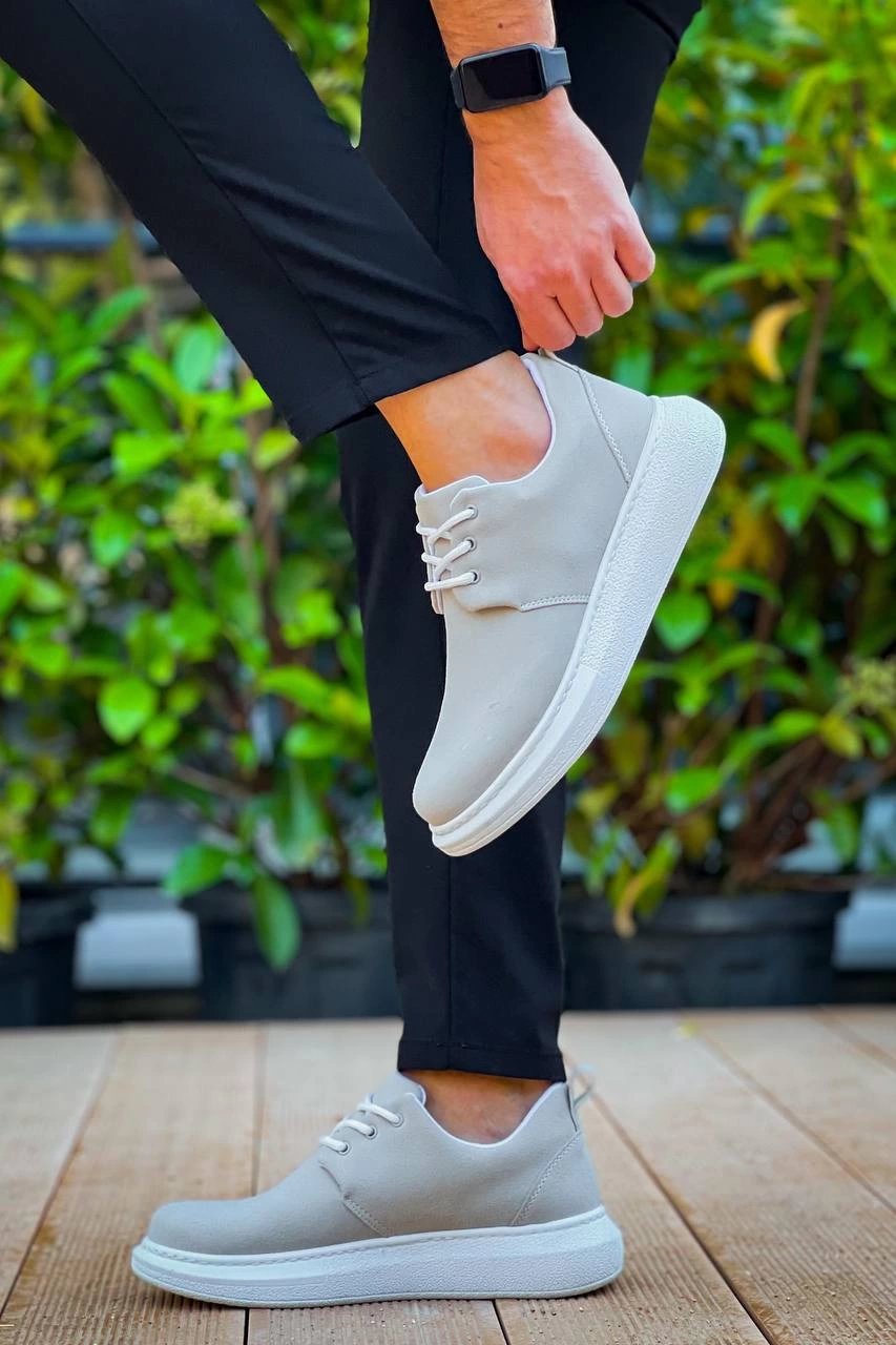 Premium  Gri Süet Bağcıklı  Günlük Erkek Ayakkabı