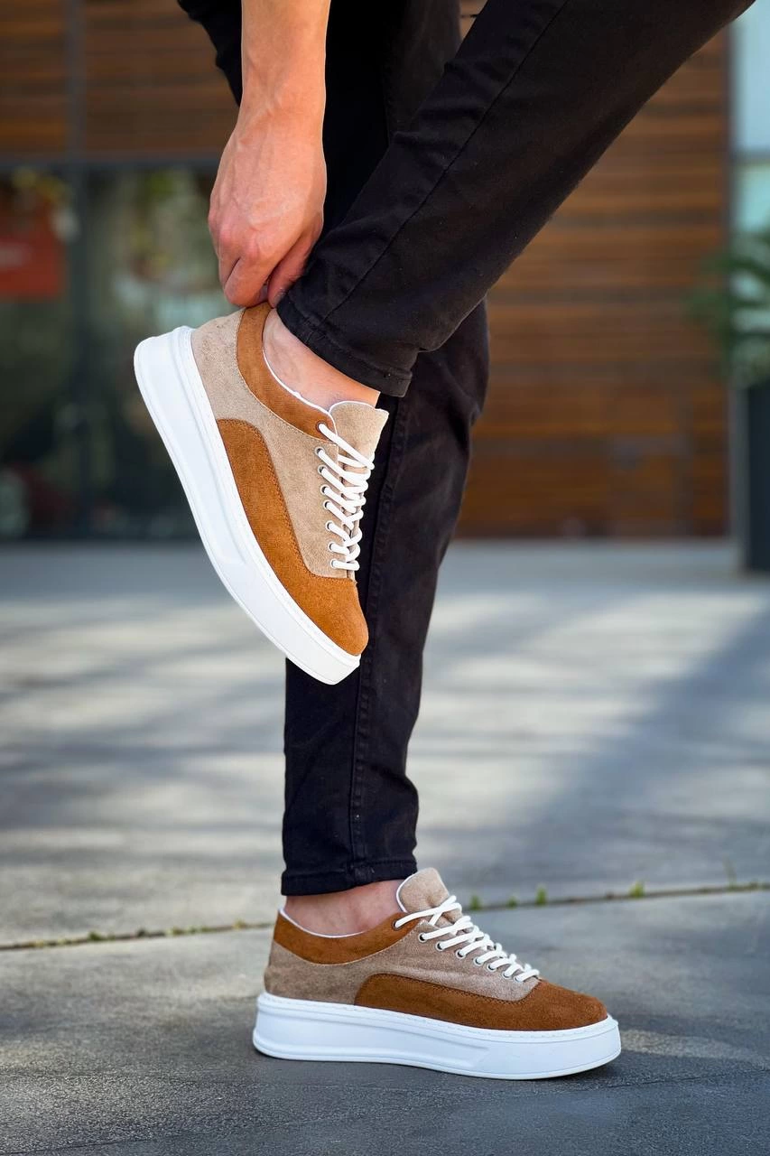 Premium Vizon Taba Süet Bağcıklı Günlük Erkek  Ayakkabı