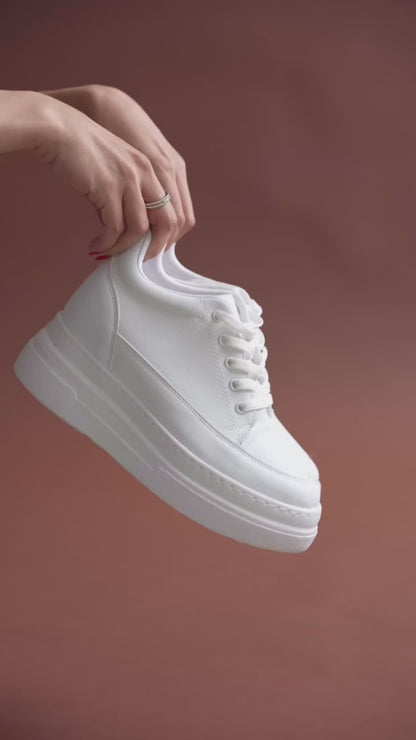 Alexis Premium Hidden Heel Women's White Sneakers 