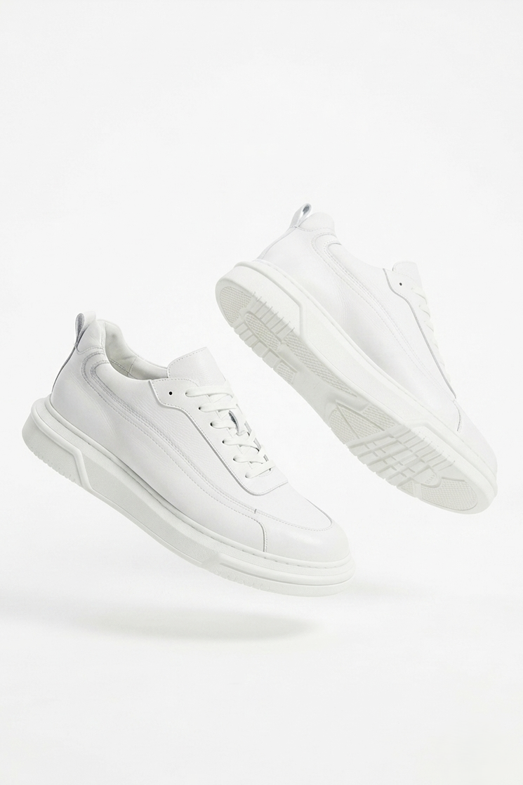Prevos Yüksek Kalite Kalın Taban Erkek Sneaker Beyaz