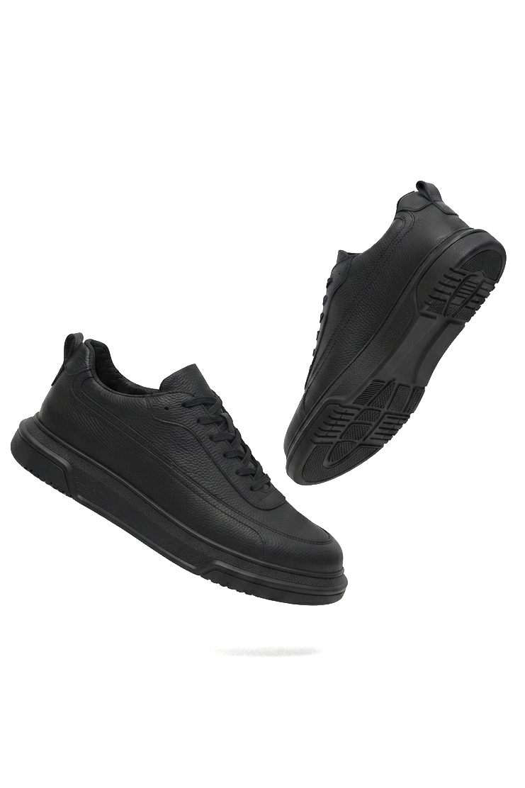 Prevos Yüksek Kalite Kalın Taban Erkek Sneaker Siyah