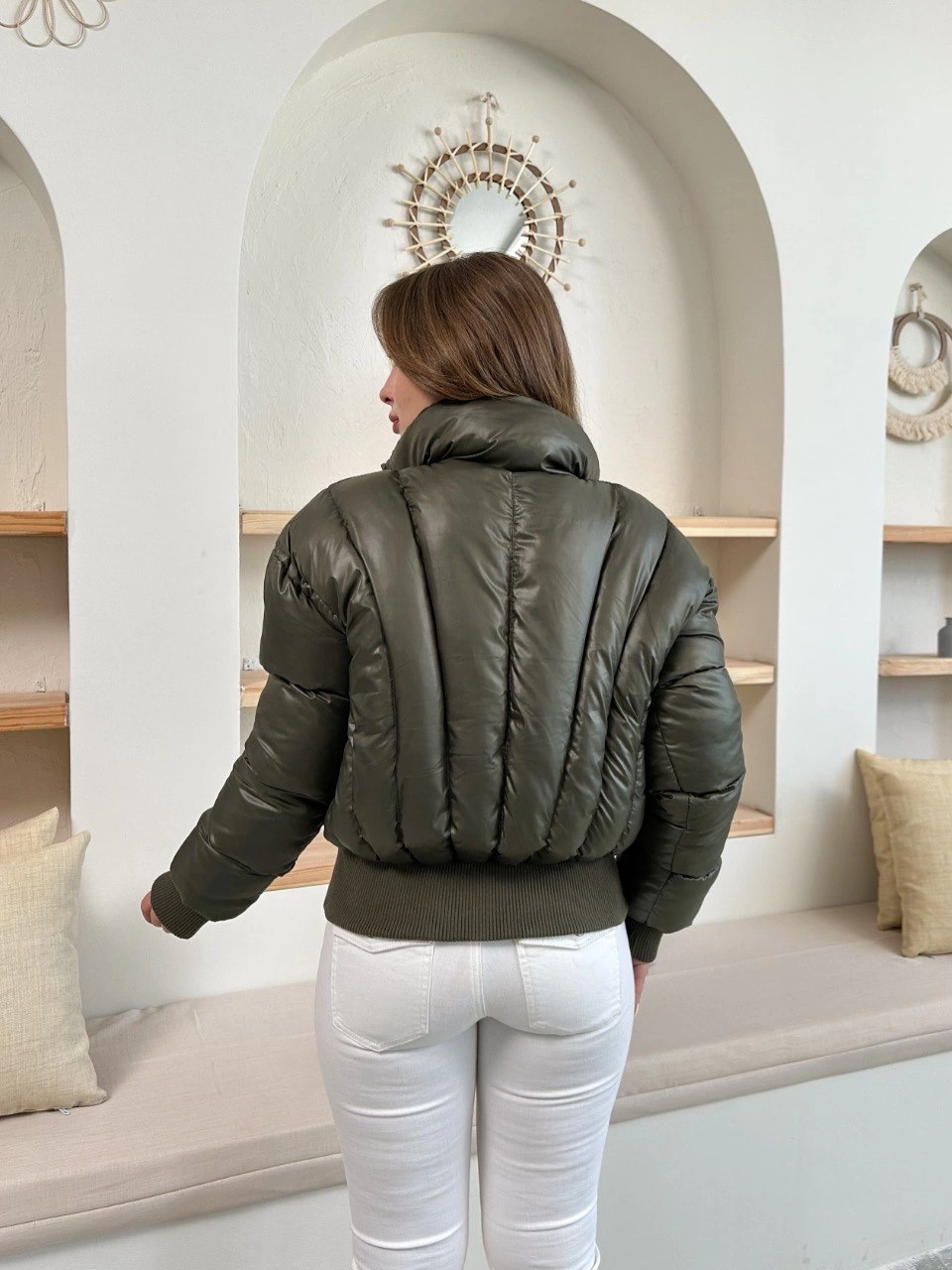 Puffer Kısa Trend Şişme Mont Haki