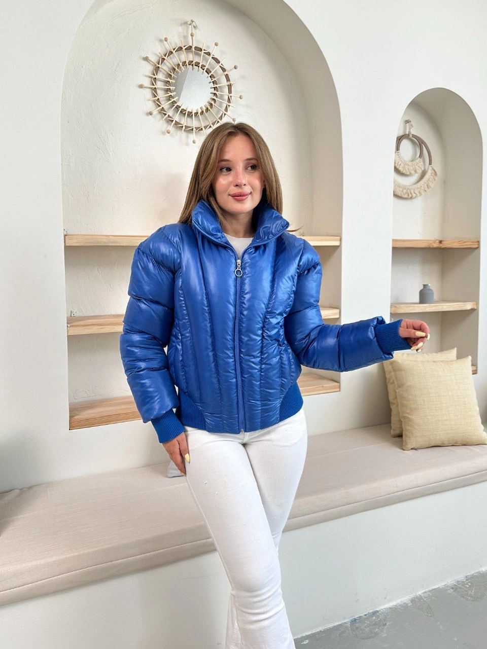 Puffer Kısa Trend Şişme Mont Mavi