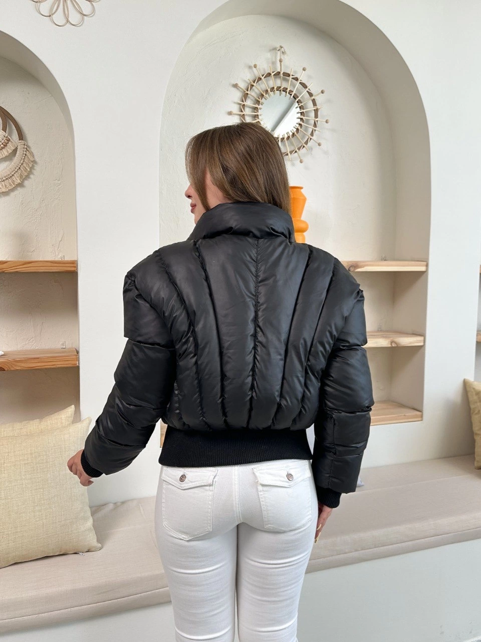 Puffer Kısa Trend Şişme Mont Siyah