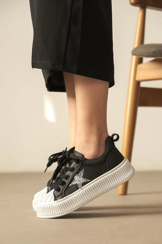 Star Rahat Ergonomik Premium Kadın Sneaker Siyah Beyaz