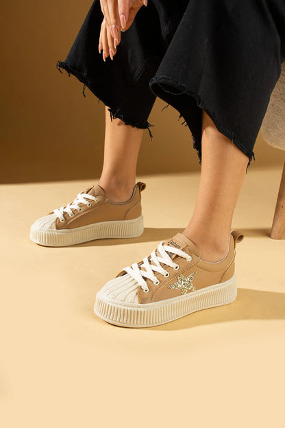Star Rahat Ergonomik Premium Kadın Sneaker Taba