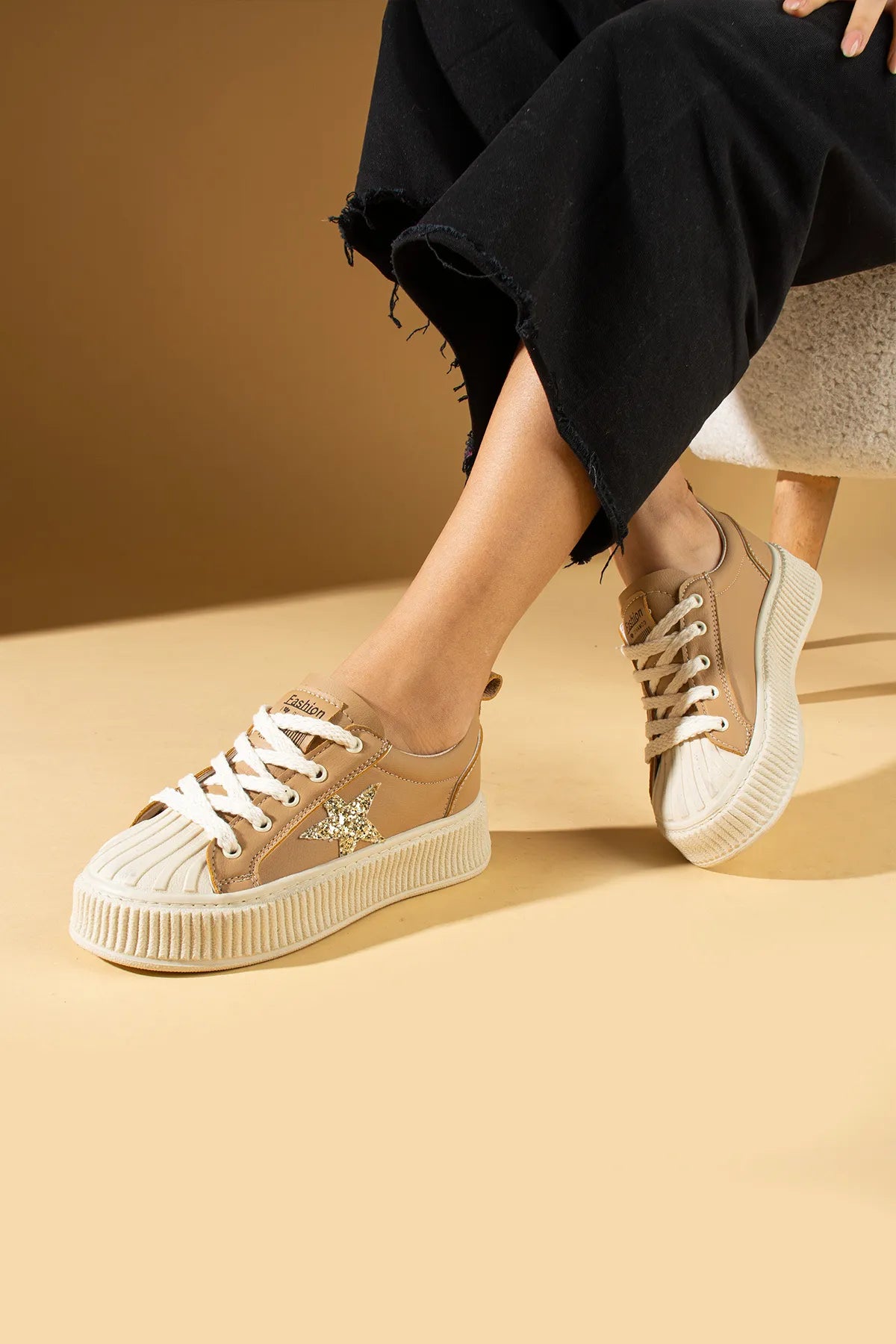 Star Rahat Ergonomik Premium Kadın Sneaker Taba