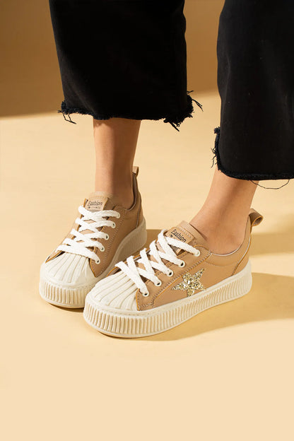 Star Rahat Ergonomik Premium Kadın Sneaker Taba